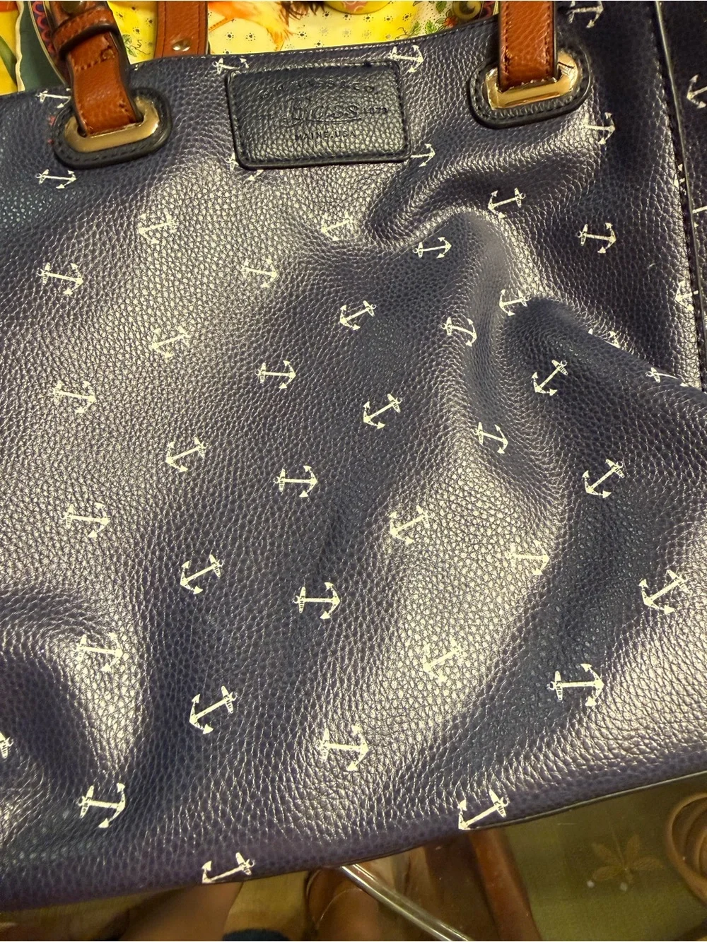 G.H. Bass & Co. Navy and White Anchor Print Tote